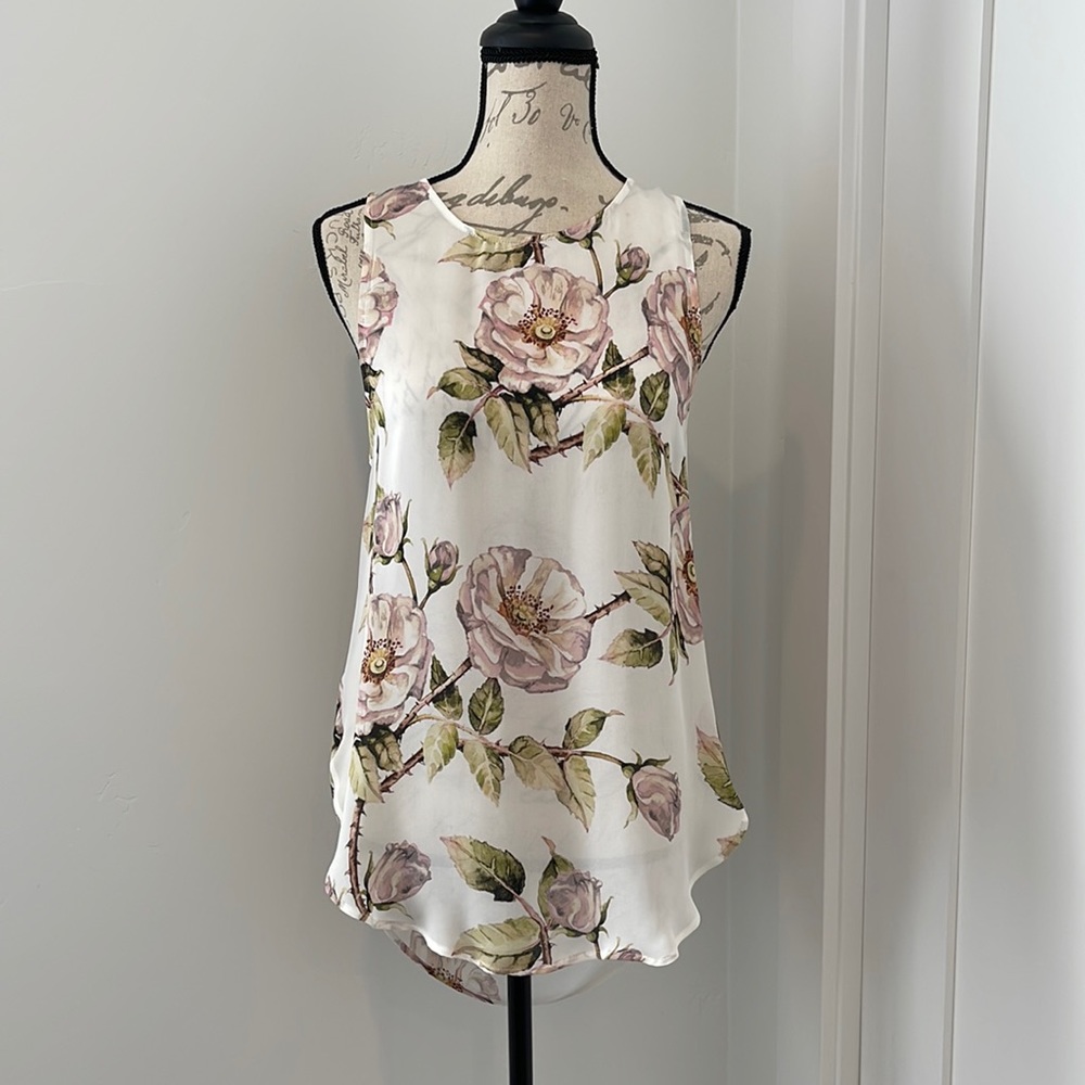 Haute Hippie floral sleeveless blouse with draped open back
